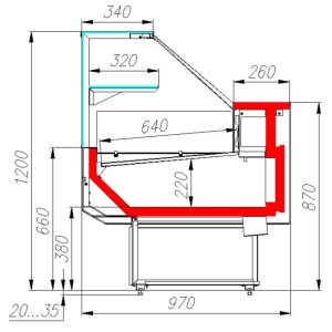 Витрина холодильная Carboma GC95 SM 1,2-1 (ВХС-1,2 Carboma GC95) (0011-9003 боковины серые, декор белый) - Изображение 2
