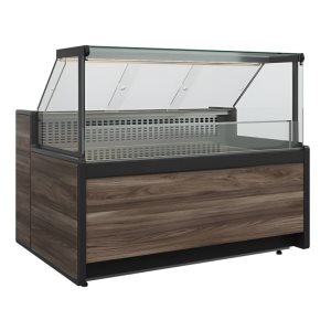 Витрина холодильная Carboma GC111 SV 1,25-1 (1008 Темный дуб) (газлифт, без боковин)