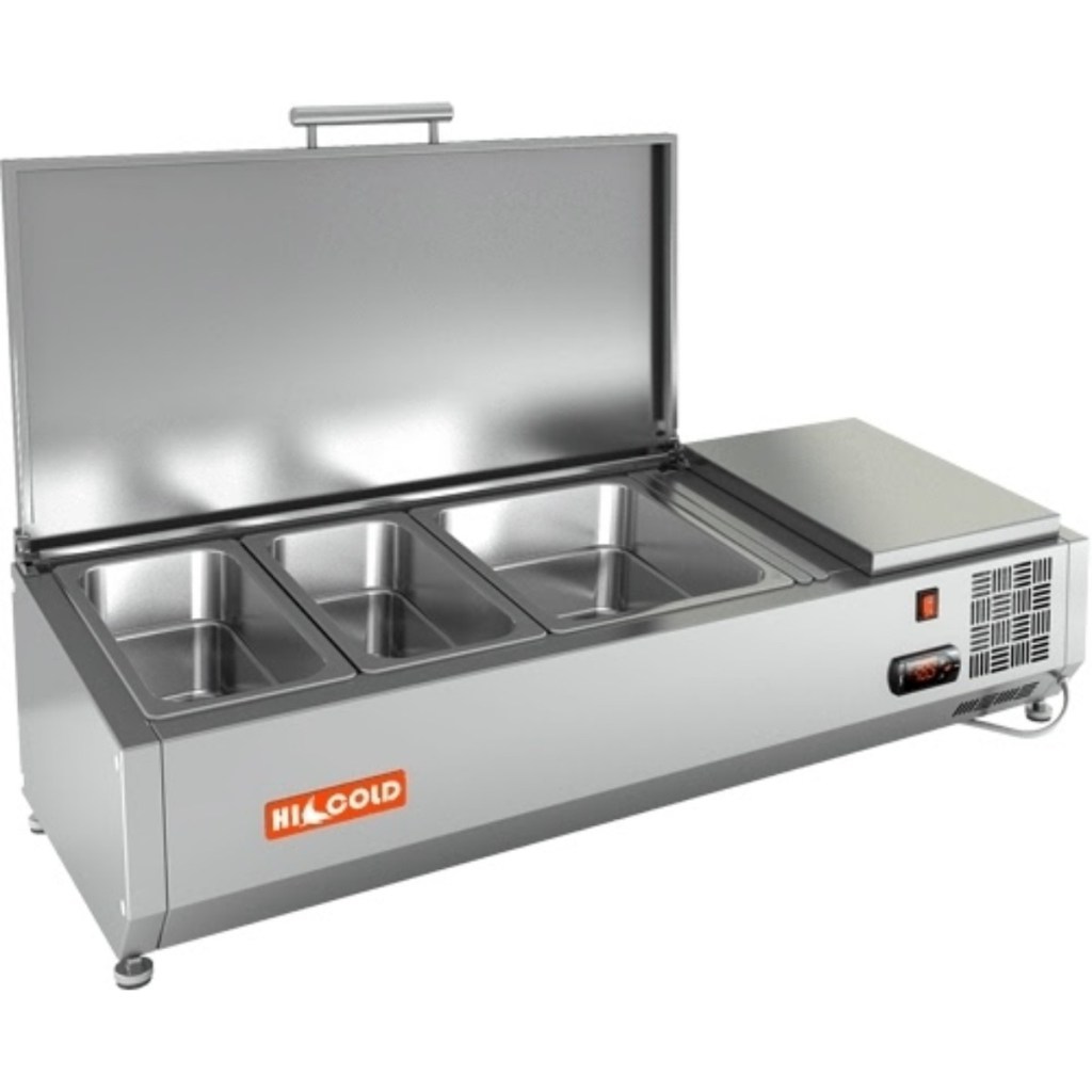 Витрина холодильная для ингредиентов HICOLD VRTU 1000 к PZE3 (1/3)