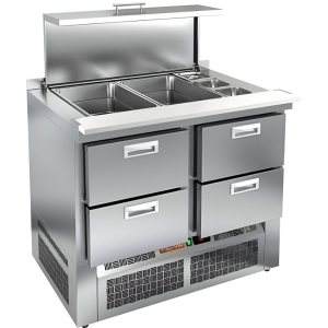 Стол холодильный для салатов HiCold SLE3-22GN полипропилен, с крышкой