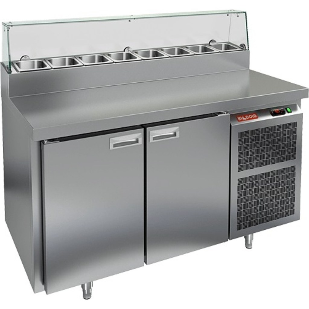 Стол холодильный для пиццы HiCold PZ2-11/GN (1/6H) стекло (R290)