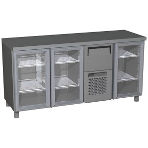 Стол холодильный барный Carboma T57 M3-1-G 0430-2 корпус нерж, с бортом (BAR-360С Сarboma)