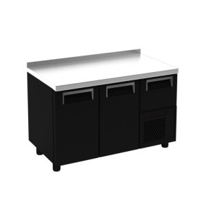 Стол холодильный барный Carboma T57 M3-1-G 9005-29 корпус черный, с бортом, планка (BAR-350С Сarboma)